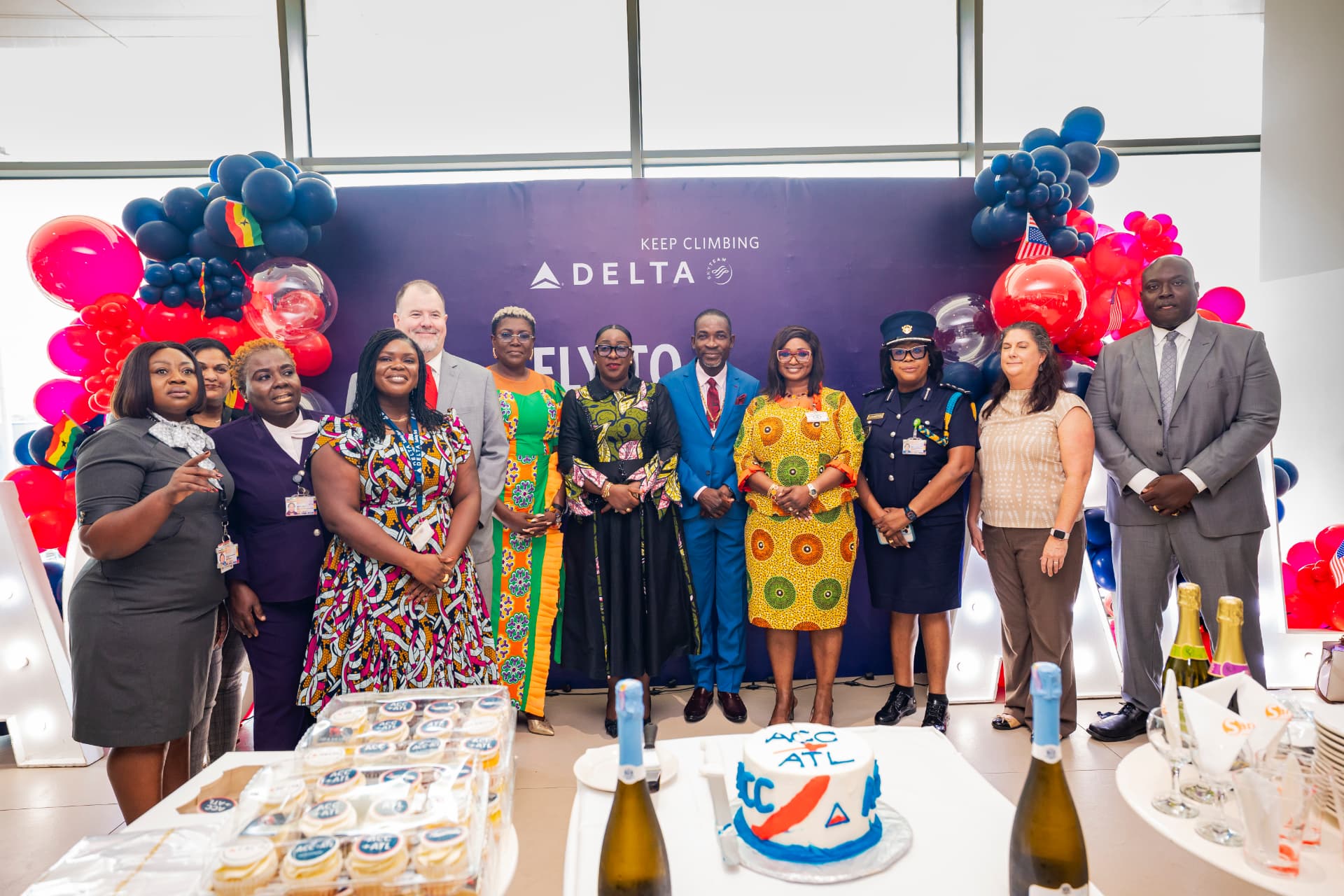 KCC and Delta Air Lines team at the Accra–Atlanta celebration in Ghana